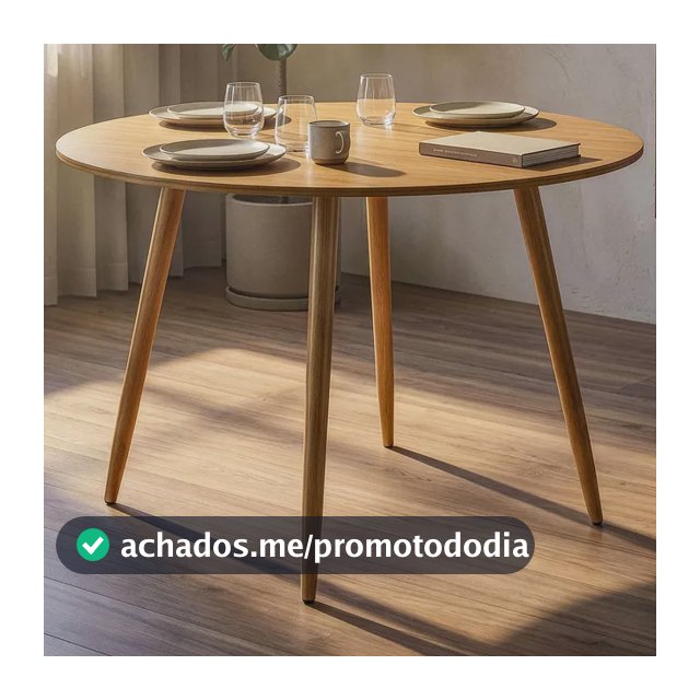 Mesa Redonda 80cm Mdf Sala De Jantar E Cozinha Louro Freijó
