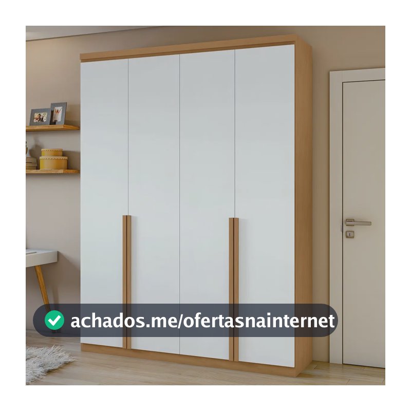 Guarda-Roupa Solteiro 4 Portas 2 Gavetas MDF Móveis Lopas Moderno