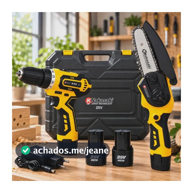 Kit Parafusadeira Mini Motosserra 2 Baterias Maleta Nakasaki