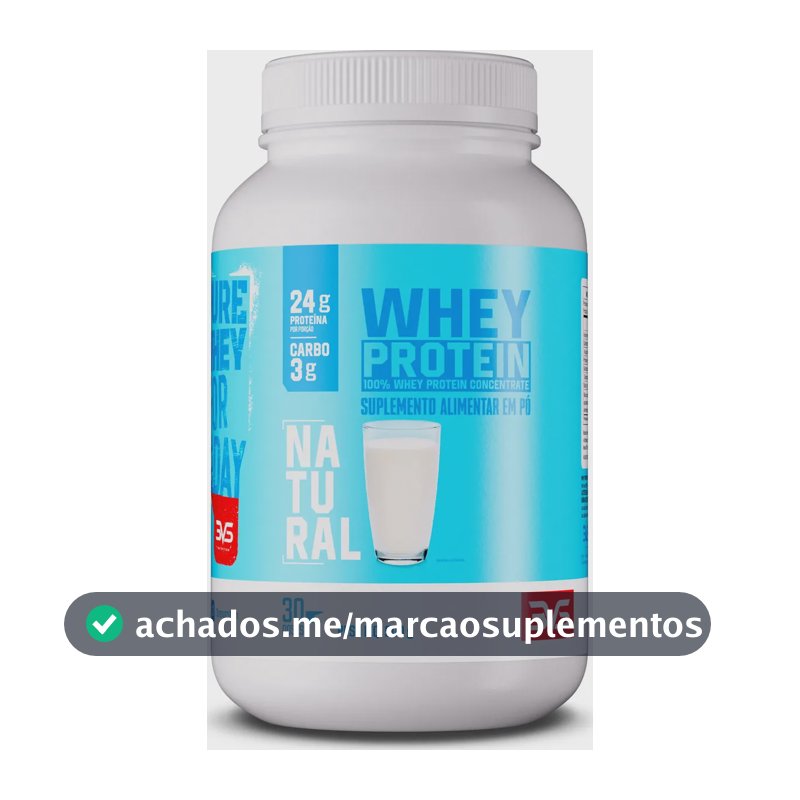 100% WHEY Protein Concentrado 900g Sabor Natural - Proteína 100% Pura - 3VS Nutrition