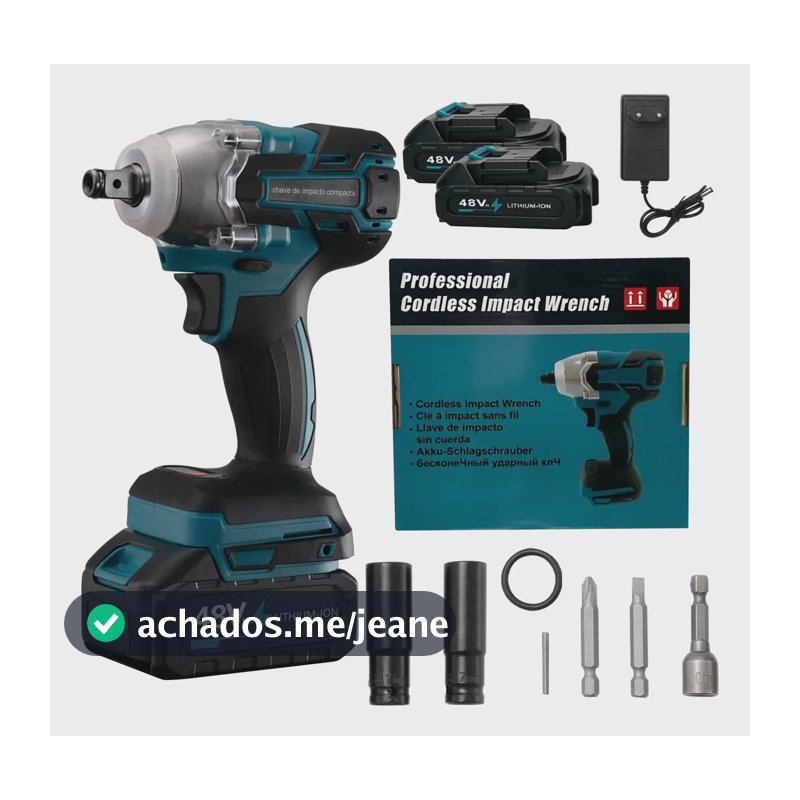 Chave De Impacto A Bateria 48v Profissional Caixa De Papel/2 Baterias/azul 48v