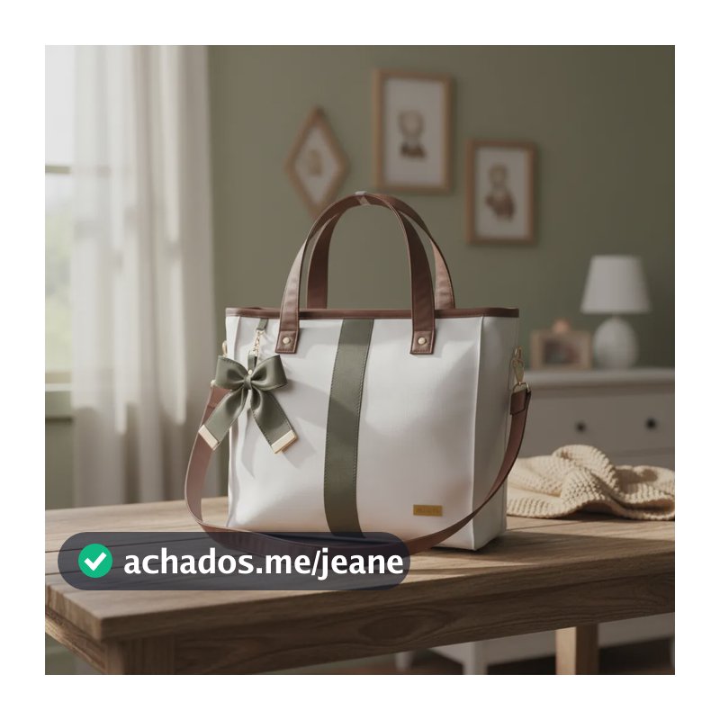 Bolsa Mãe Maternidade Luxo Bali - 01 Peça  Off White/verde/marrom