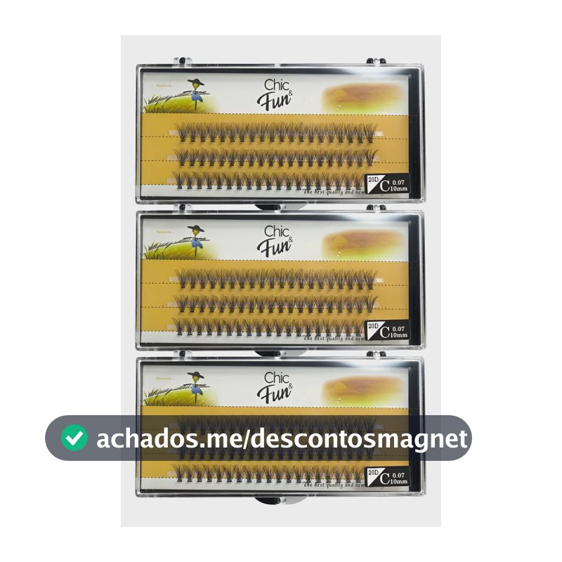 Kit 3cx De 20d Cílios Tufinho 0,07d Curva D Cilios Fio A Fio Preto D 1.2 Cm