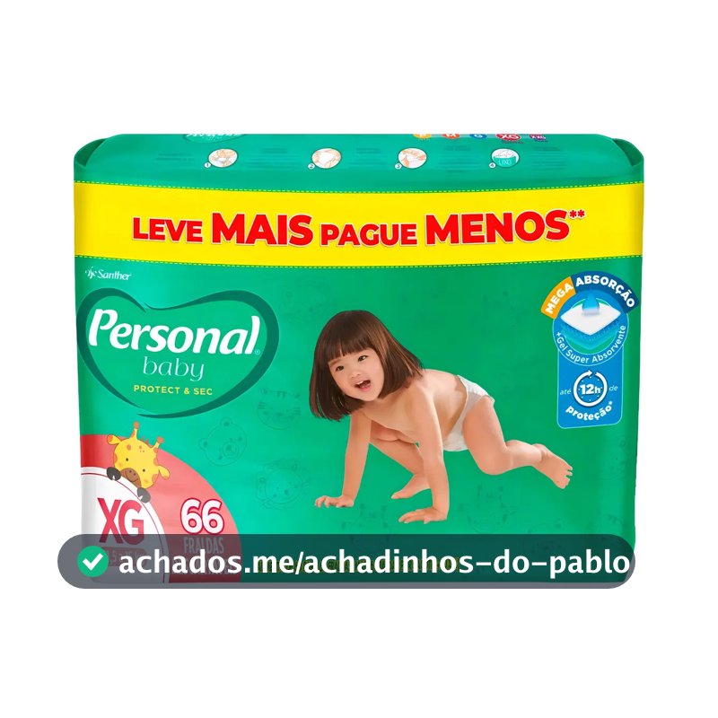 Fralda Personal Protect & Sec XG com 66 Unidades