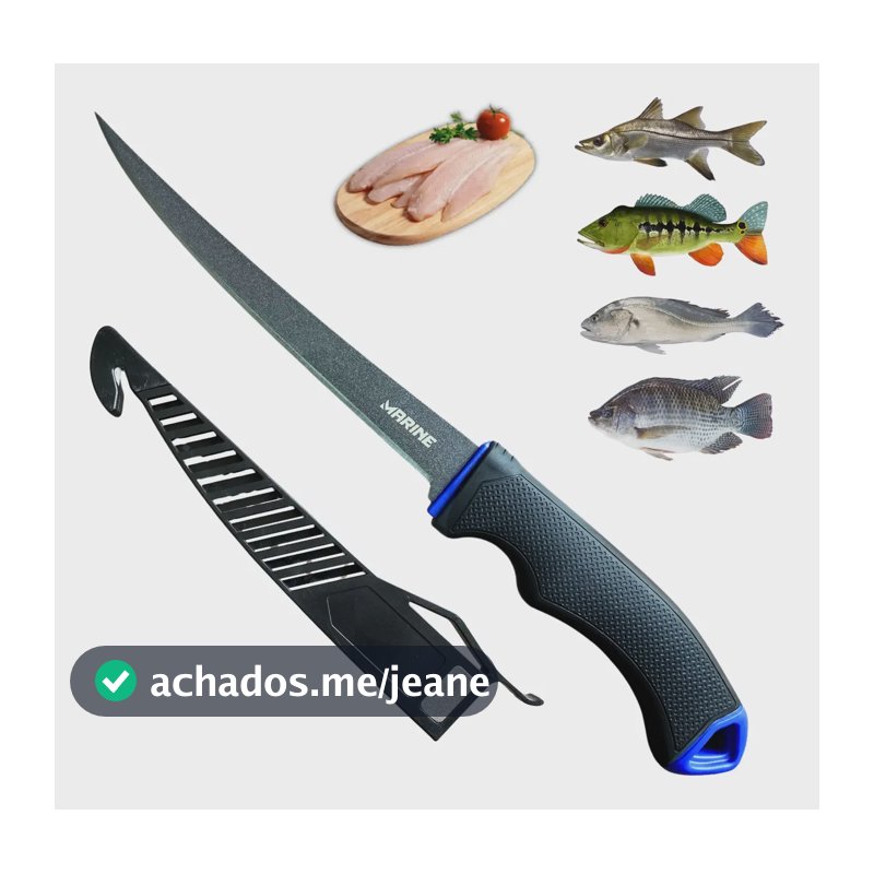 Faca Fileteira File De Peixe 29cm Marine Lamina Inox Pesca Inox