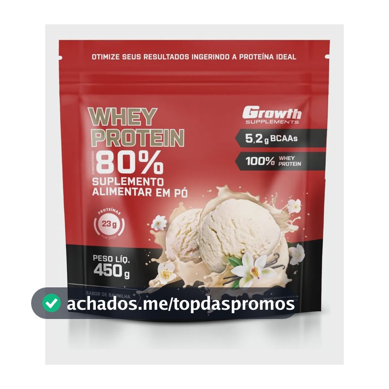 Whey Protein Concentrado 450g Growth Supplements Baunilha