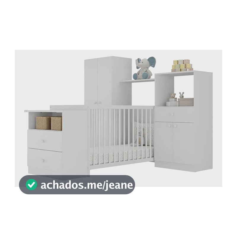 Quarto Infantil Com Berço Cômoda Olívia Multimóveis Branco