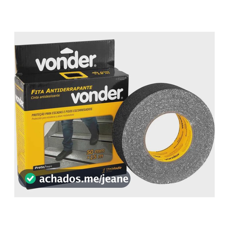 Fita Anti Derrapante Para Escada 15m 50mm Preto Vonder