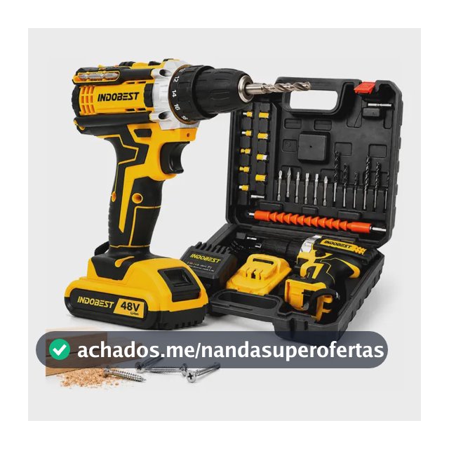 Parafusadeira Furadeira Sem Fio 48 2 Baterias 340w C/brocas Preto 127/220v