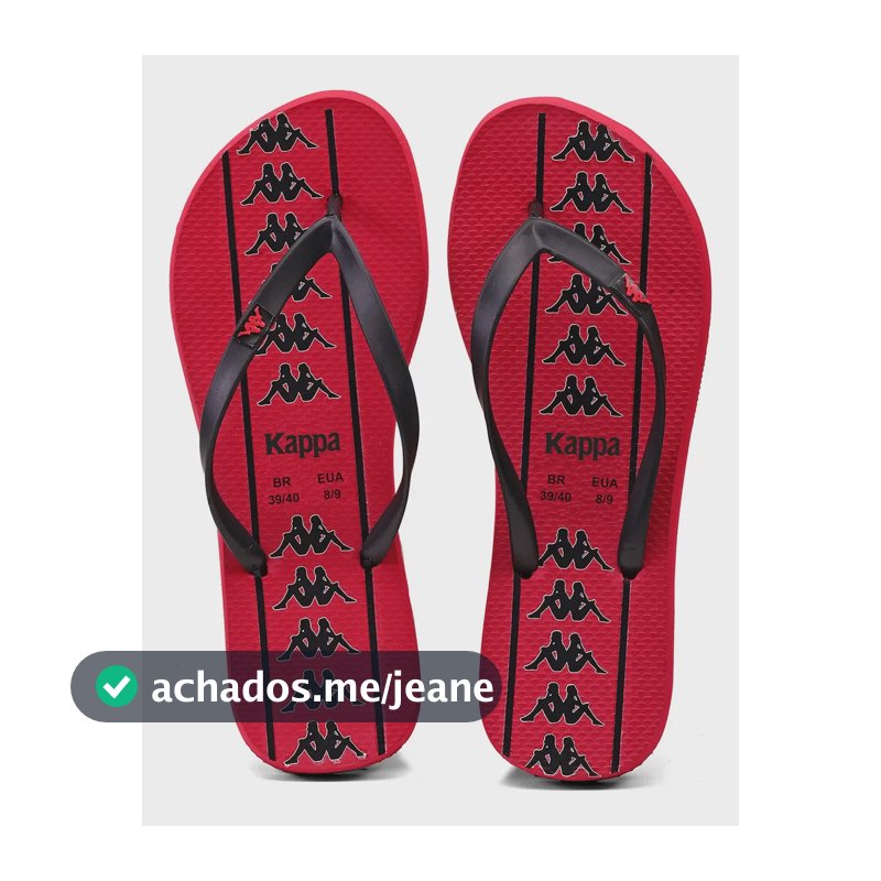 Chinelo Kappa Beach Adulto Unissex Em Borracha Vermelho-preto 37/38