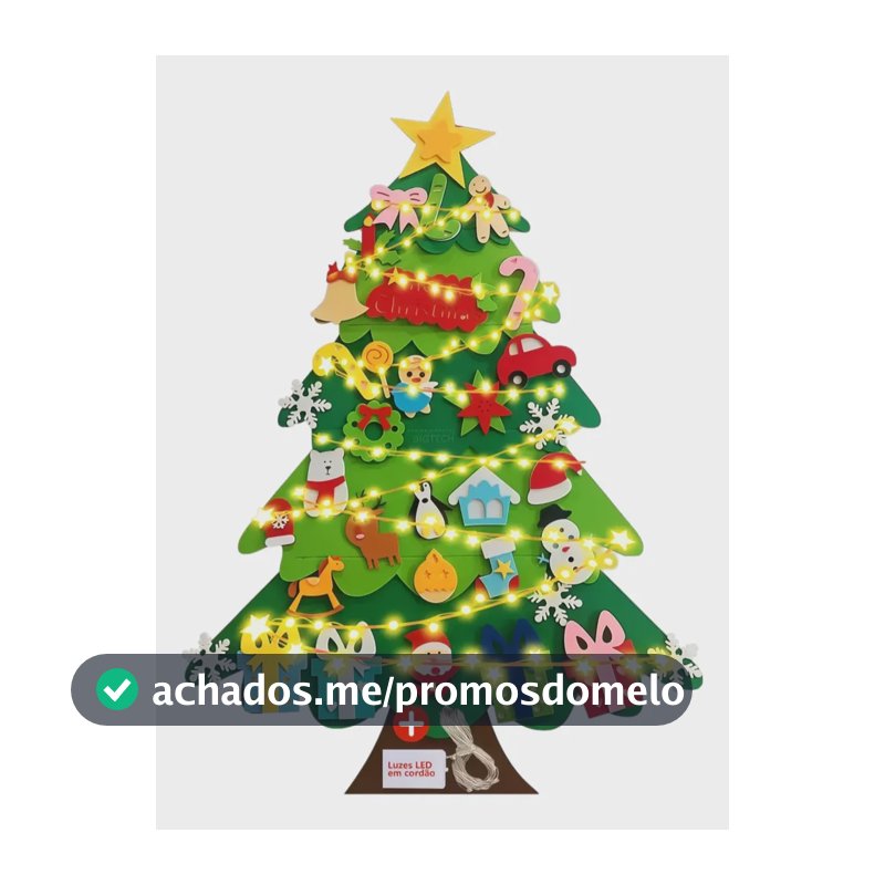 Árvore De Natal Feltro Diy Decorativo Com Led Luzes 98×69cm Verde-02