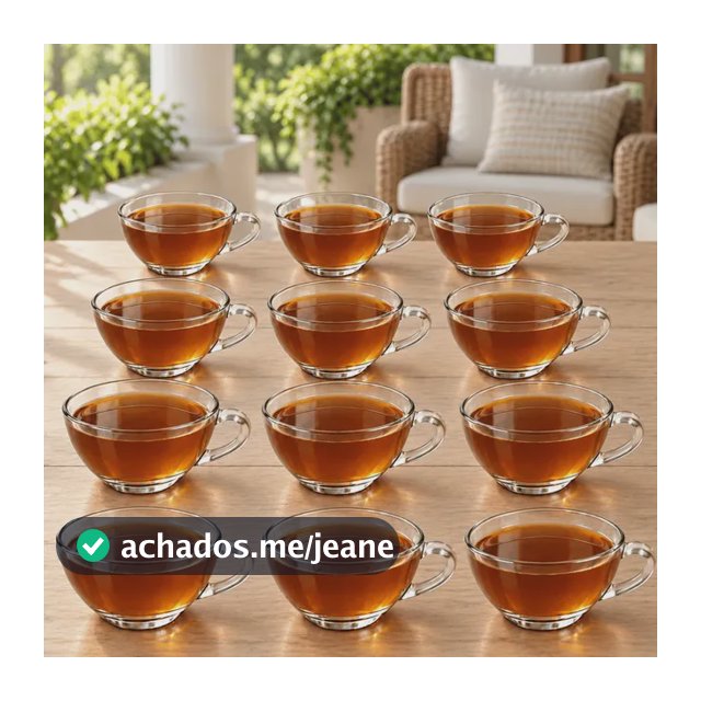 Jogo De 12 Xícara Pera Transparente 225ml Vidro Transparente