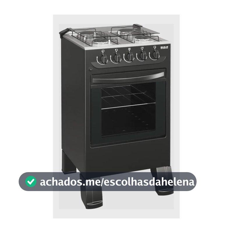 Fogão New Sirius 4 Bocas Mesa Inox Braslar Preto
