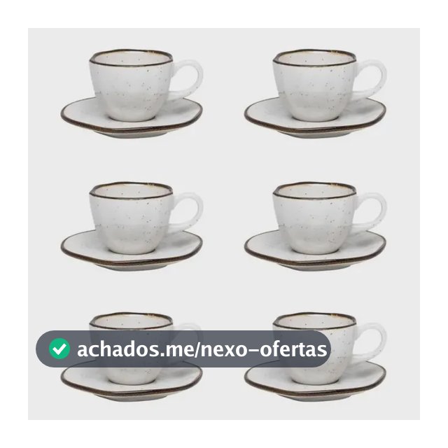 Jogo De 6 Xícaras Pequenas 75ml Com Pires Ryo Maresia Off White