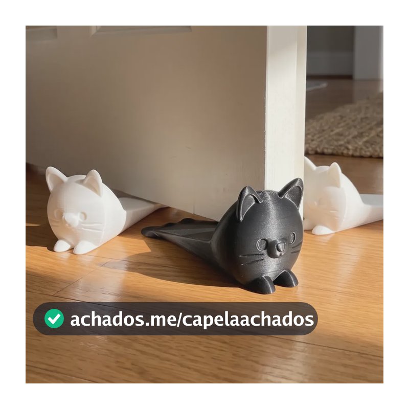 Kit 2 Suporte Trava Porta Gatinho Aparador Peso De Porta Branco