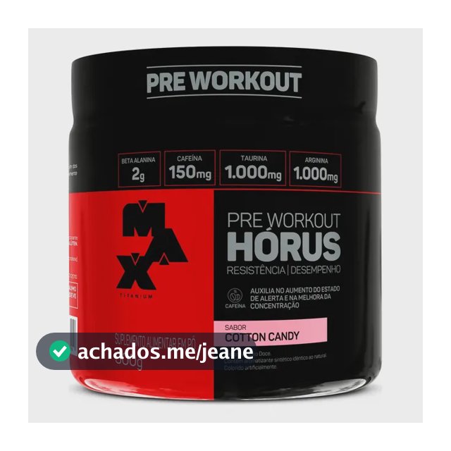 Pre Treino Max Titanium Suplemento Em Pó Pre Workout Horus 300g Sabor Cotton Candy Algodão-doce