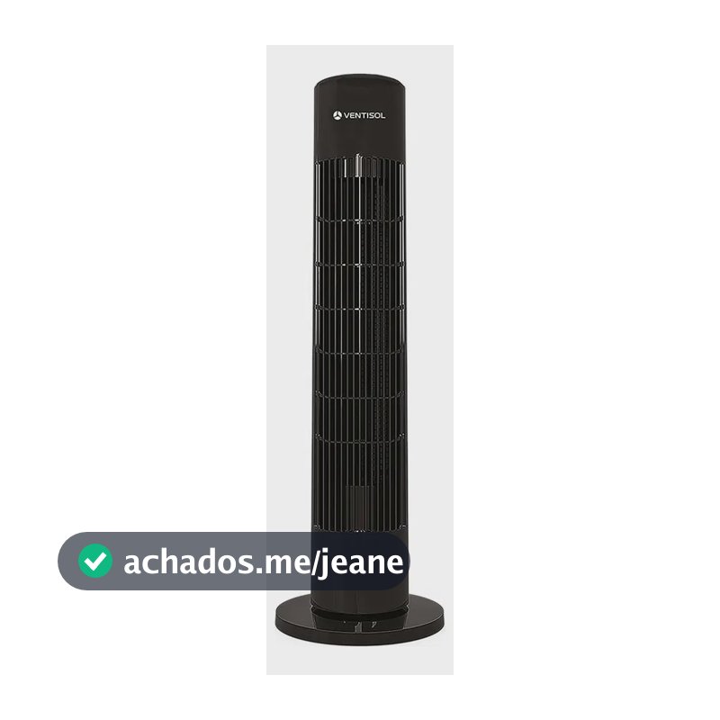 Ventilador Torre Ventisol Fênix Com Controle Remoto - Preto 14 Cm Preto Plástico