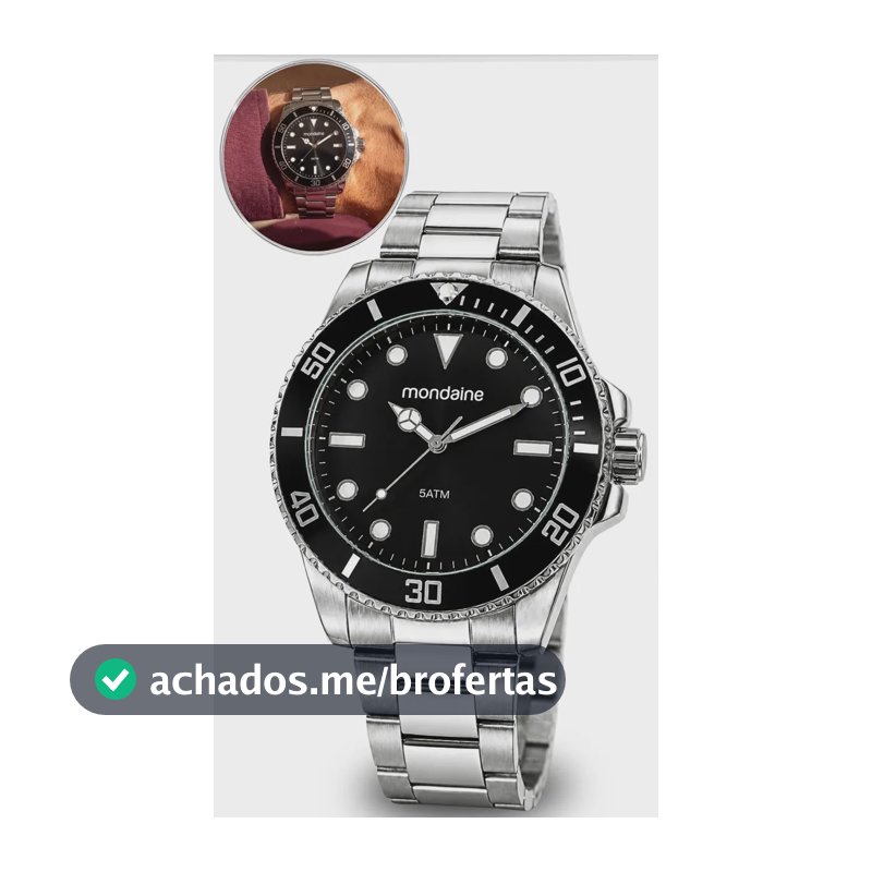 Relógio Prata Masculino Mondiane 32549g0mvne1 Cor da correia Prateado Cor do fundo Preto