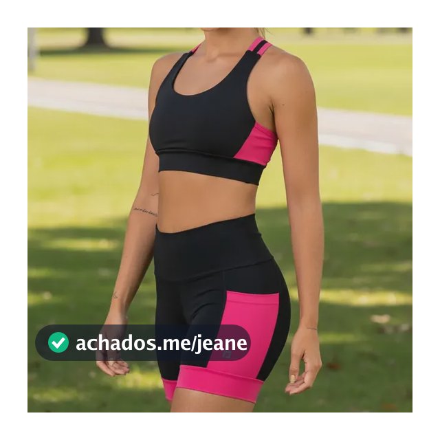 Conjunto Shorts Com Bolsos + Top Alta Sustentação Corrida