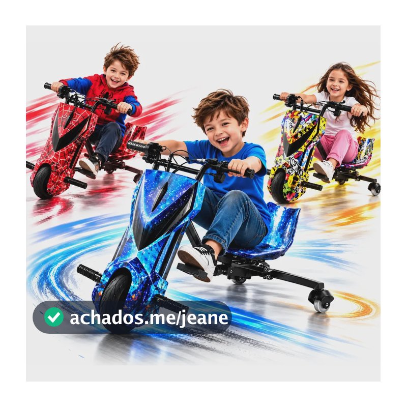 Triciclo Eletrico Drift Grande 350w 36v Suporta 90kg +brinde Cores Aleatórias Meninos