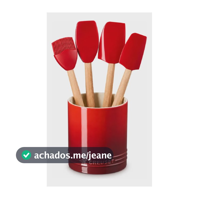 Jogo 4 Espatulas E Porta Utensilios Le Creuset Signature  1l Cerâmica Vermelho
