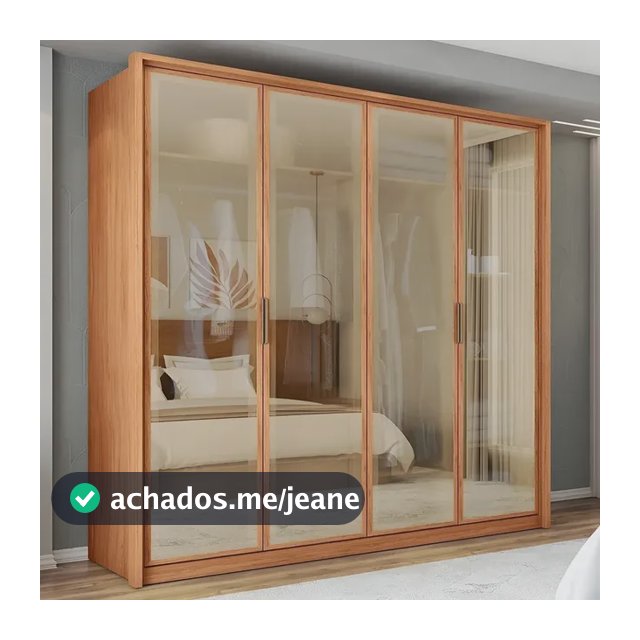 Guarda-Roupa Caemmun Francis Solteiro de MDF com 4 Portas de Bater Freijó