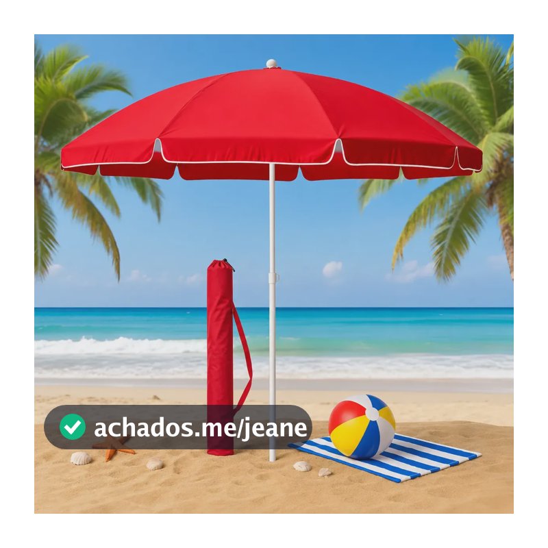 Guarda Sol Gigante 2,40m Uv Praia Piscina Camping Pesca Verão Cor Vermelho Vai De Tech