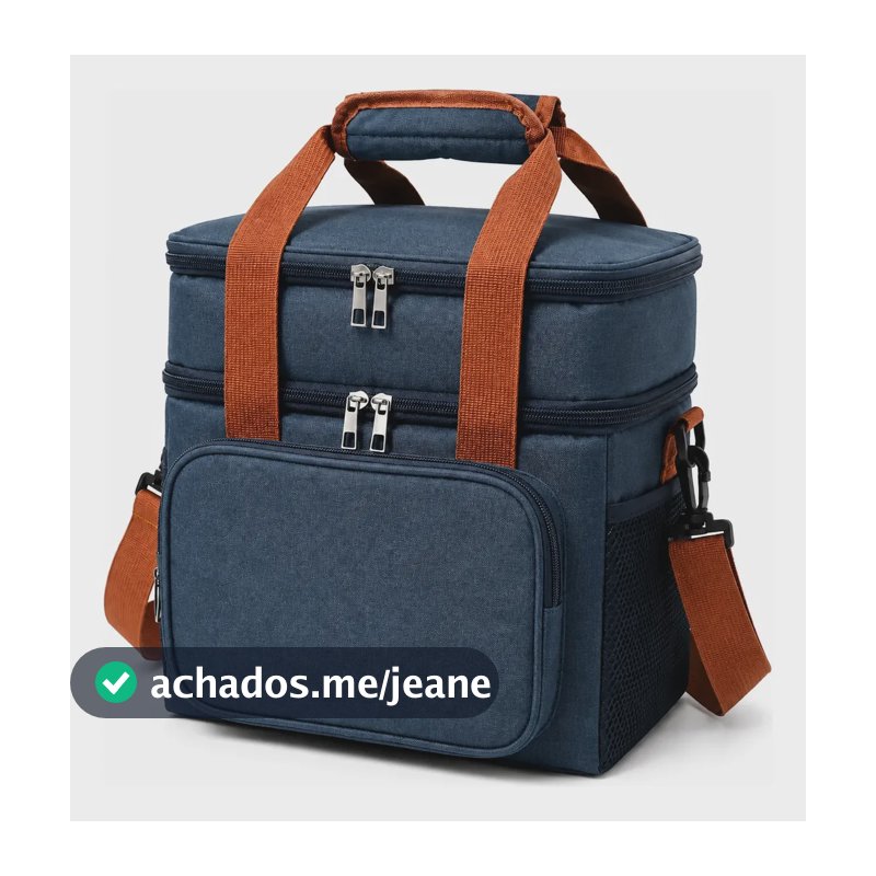 Bolsa Térmica Lancheira Marmita 13,5l 2 Compartimentos Alça Azul