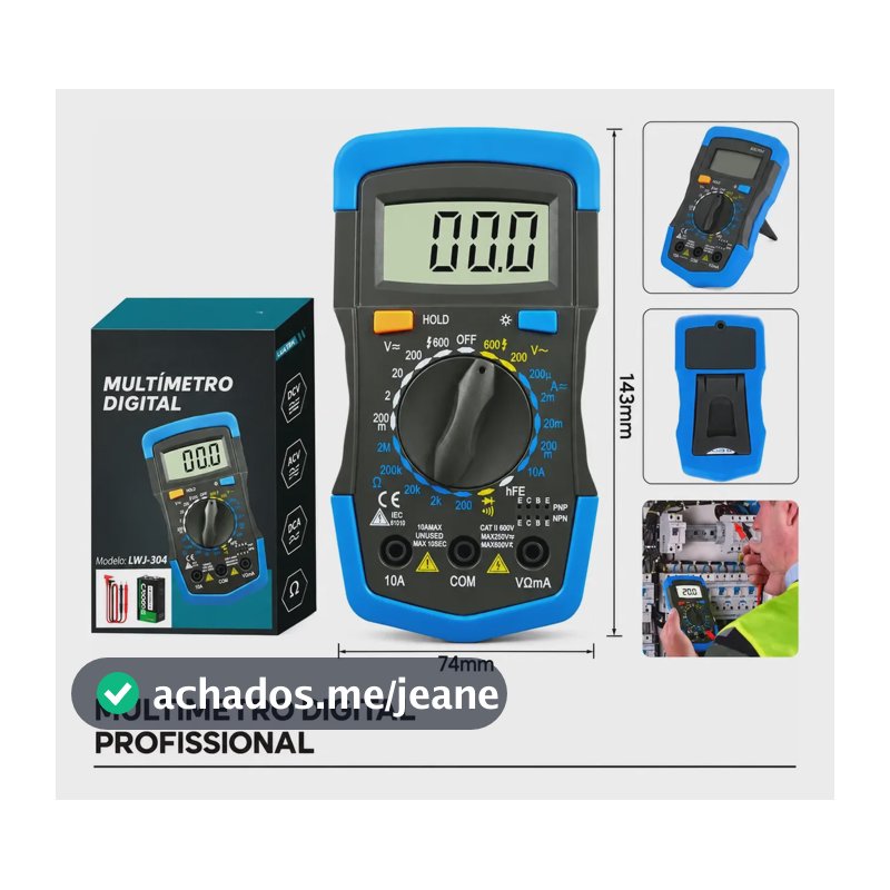 Multímetro Digital Profissional Portátil 600v 10a Bipe Lcd