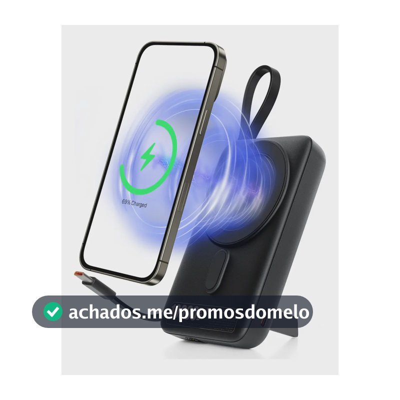 Power Bank Magnético Basike 10.000mAh para iPhone e Samsung com Carregamento Rápido