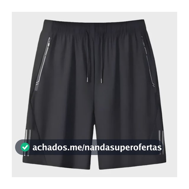 Short Masculino Bermuda 2 Bolsos Zíper Secagem Rápida Fina