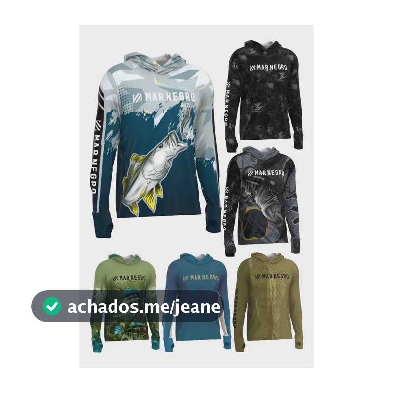 Camisa Pesca Mar Negro C/ Capuz Proteção Uv 50+ Todas Cores Snooke G1