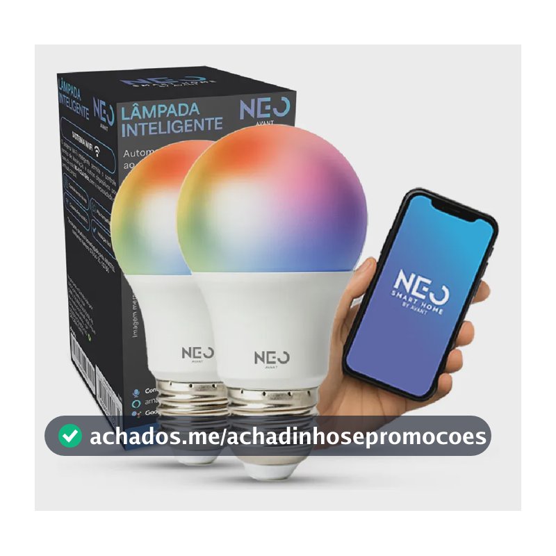 Kit 2 Lampadas Led Pera Smart Inteligente Wi Fi 2.4ghz Alexa Google 10w Rgb 2700k/6500k Branco Quente/neutro/frio E27 Cod: 290028177-2 Avant Neo