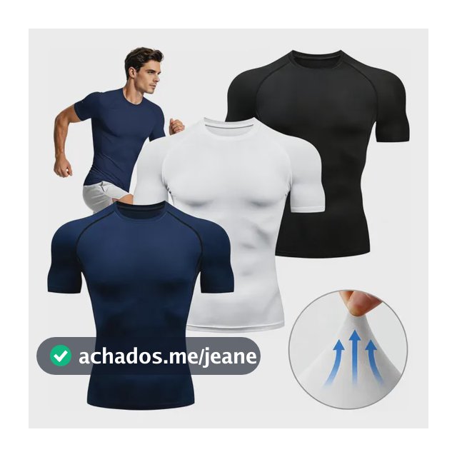 3pcs Rash Guard Camisa Compressão Apertada Manga Curtatreino