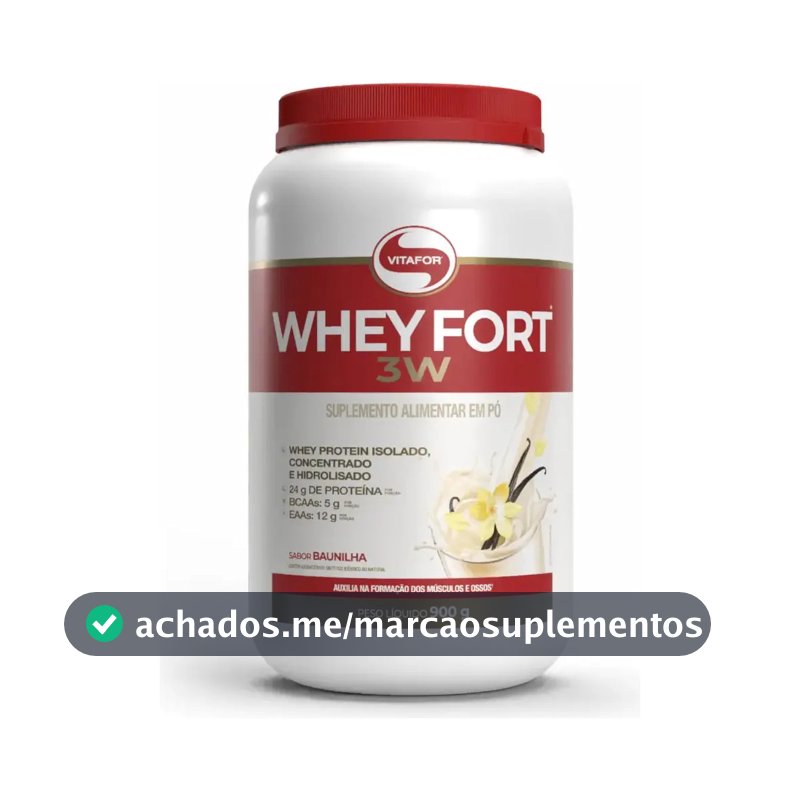 Suplemento Alimentar Whey Fort 3w 900g Vitafor Baunilha