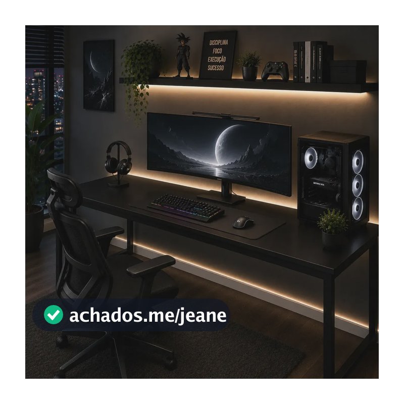 Mesa Gamer Industrial 150cm Com Estrutura Em Aço Para Pc Preto