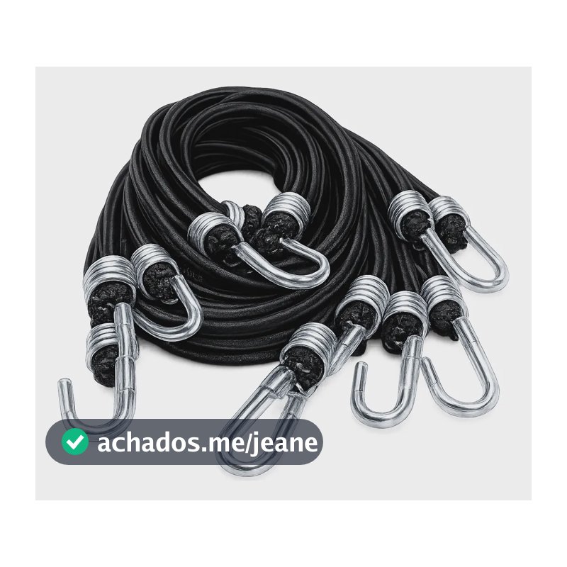 Kit 10 Extensor Elástico 1,5 M C/ Gancho Galvanizado C/ Capa