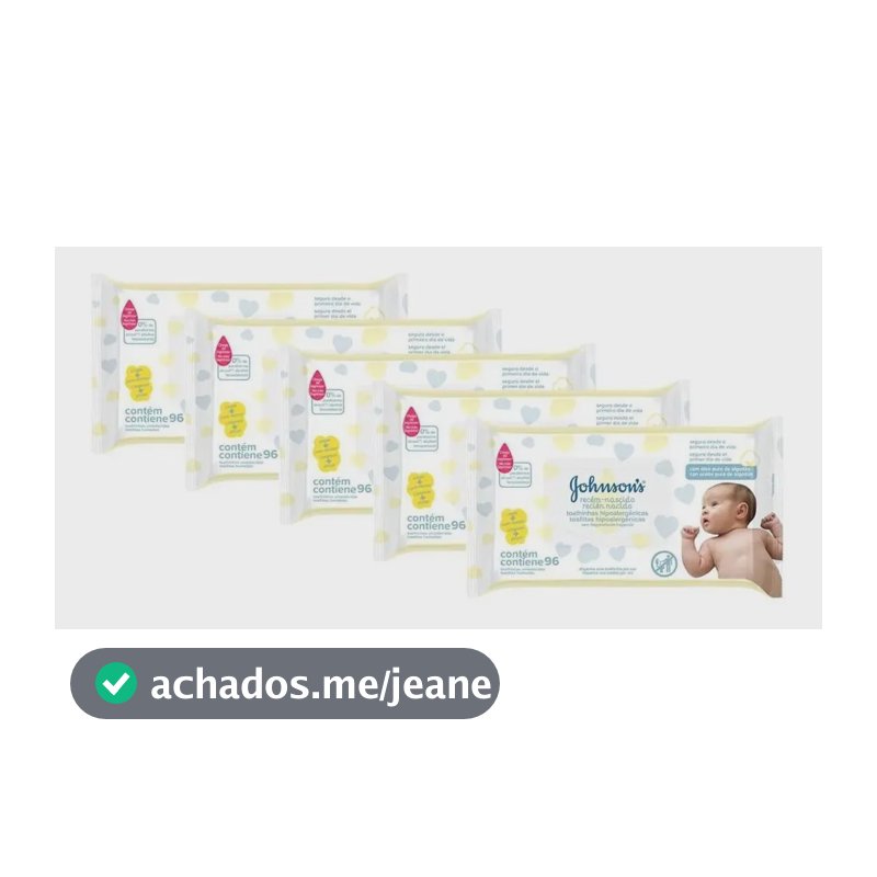 Lenço Umedecido Recém-Nascido Johnson's Baby com 96 unidades