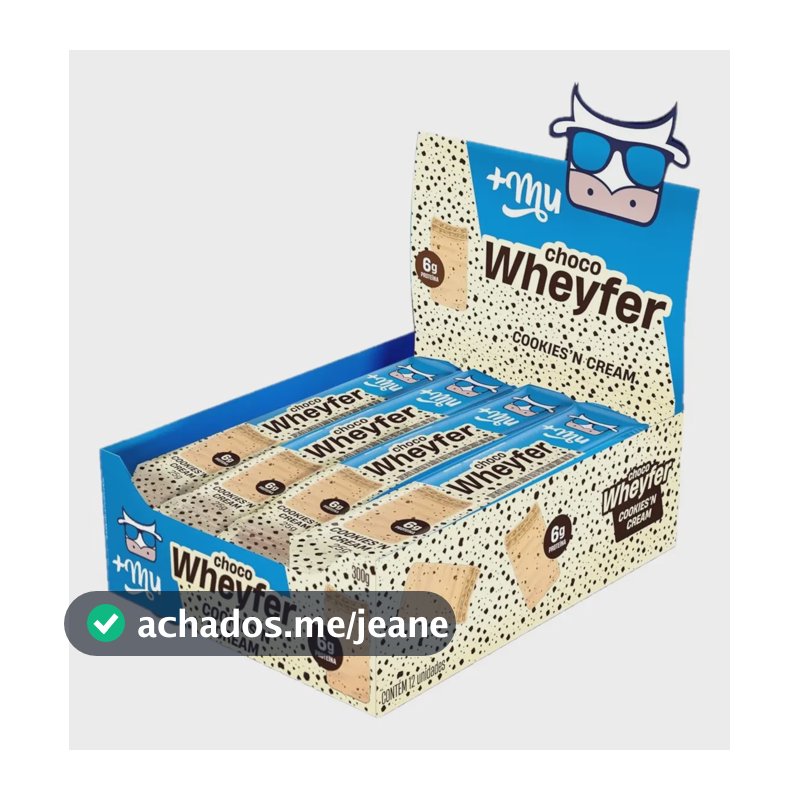 Whey protein +Mu Chocowheyfer Cookies em barra de cereais sabor Biscoitos x 25g 12 un