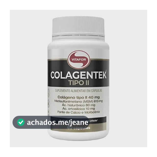 Colagentek Tipo 2 Colágeno + Ácido Hialurônico 60 Vitafor Neutro