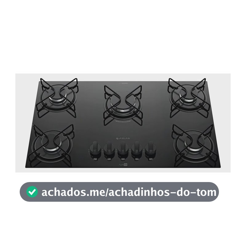 Cooktop 5 Bocas A Gás Atlas Agile Up Mega Chama Preto