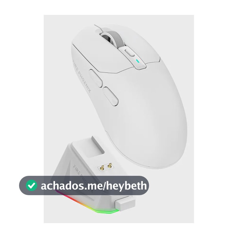 Mouse Gamer Sem Fio Fire Phoenix 24000dpi Paw3311 Branco