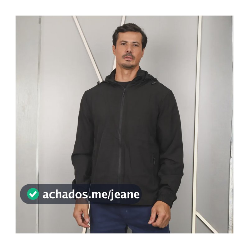 Jaqueta Masculina Nylon Punho Em Elástico Impermeável Preto Poliéster M