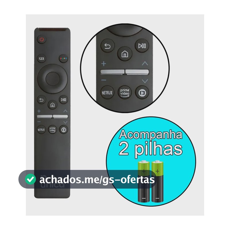Controle Remoto Para Smart Tv Samsung 4k Com Pilhas Preto
