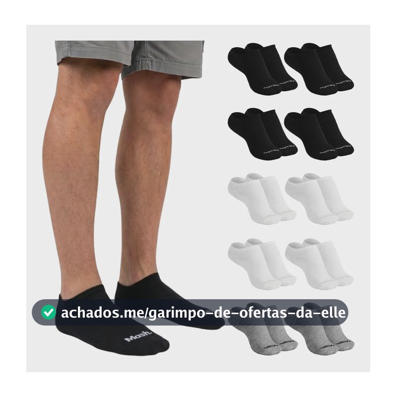 Kit 10 Pares Meia Invisível Soquete Algodão Confortável Mash G ( 39 A 44 ) 4 Preto - 2 Cinza - 4 Branco Meia Invisível Meia Cano... Meia Masculina Meia Feminina Meia Algodão