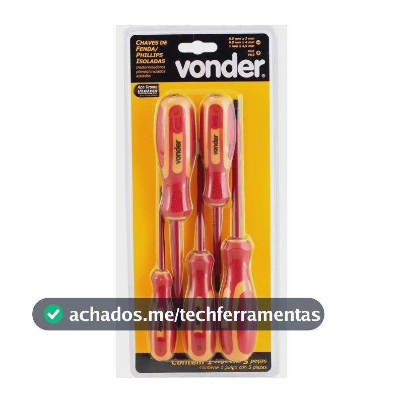 Jogo De Chaves Fenda Phillips Isolada Eletricista Iec60900 Vonder 1.000v