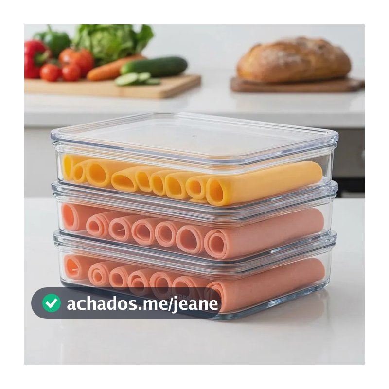 Porta Frios Triplo Organizador Geladeira Acrílico Tampa Transparente