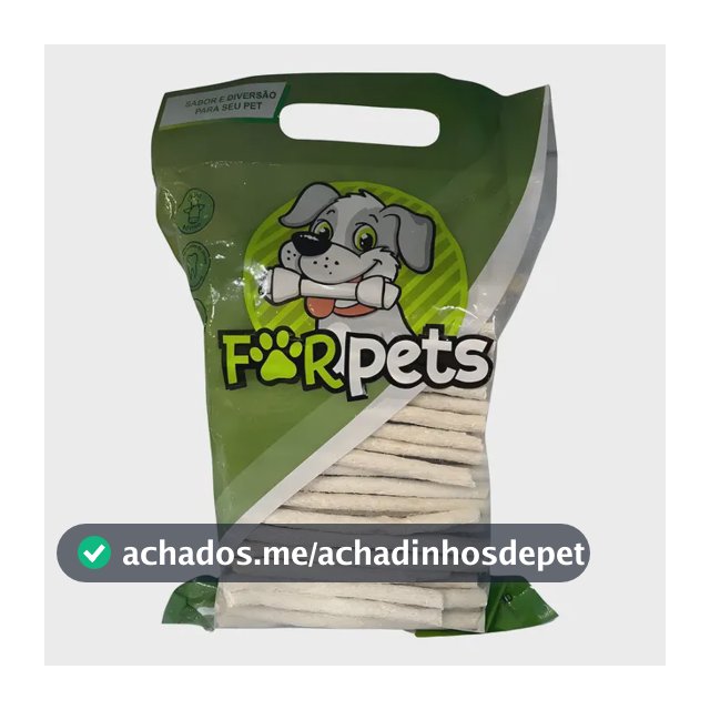 Petisco Osso Palito Forpets Branco Couro Natural 1kg 8mm