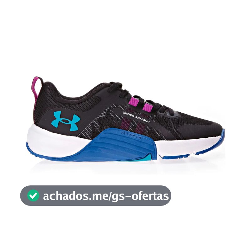 Tênis Esportivo Tribase Reps Under Armour Preto E Turquese Liso 44 Br