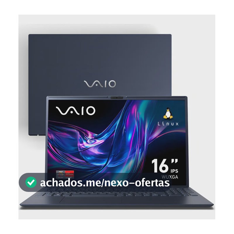 Notebook Vaio Fe16 Amd Ryzen 7 5825u Linux 8gb RAM 512gb Ssd Wi-Fi 6 Tela 16" Ips Wuxga Antirreflexo - Cinza Grafite Vjfe69f11xb0321h - Permite upgrade de memória RAM e SSD